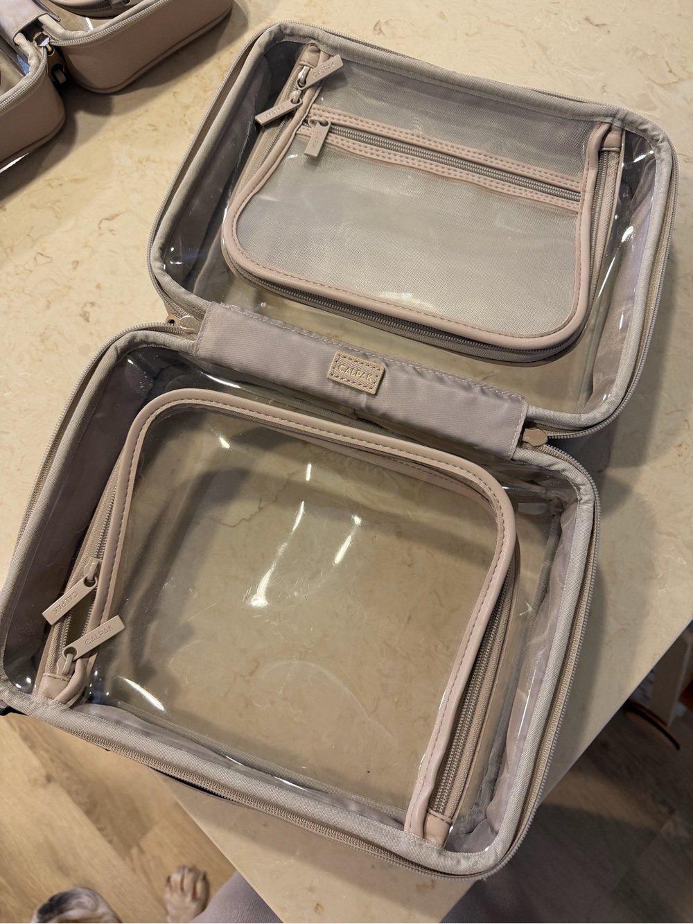 CALPAK Small + Large Clear Cosmetics Case in Stone BUNDLE - Picture 3 of 9